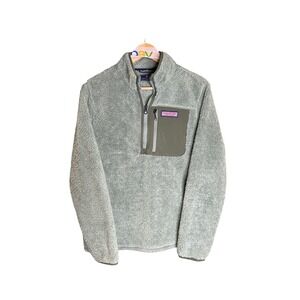 Vineyard Vines Sherpa Fleece Quarter Zip Pullover Sweater Size S Green